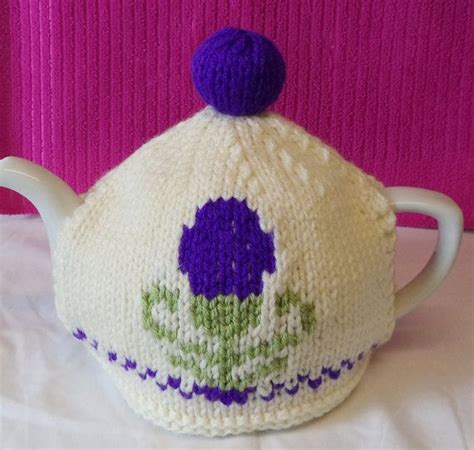 Scottish Thistle Hand Knitted Tea Cosy One Of A Kind Etsy Uk Tea