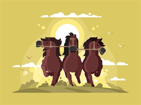 Three horses running illustration - Kit8