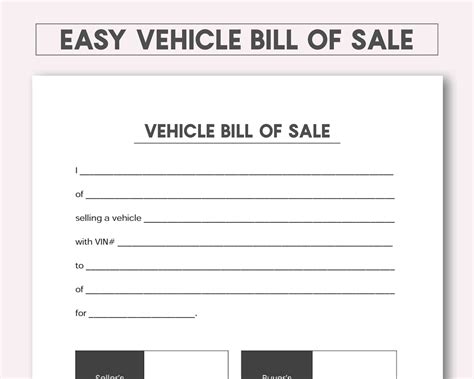 Printable Vehicle Bill Of Sale Template Printables Template Free