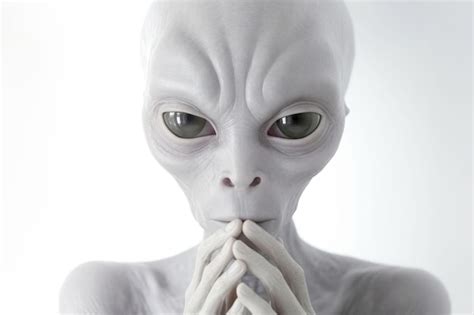 Premium Ai Image Alien Humanoid Portrait On White Background