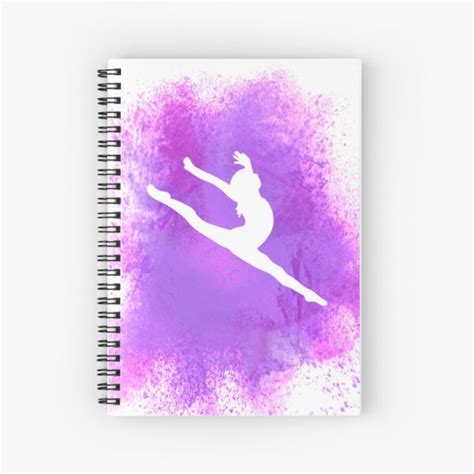 Gymnast Silhouette Purple Explosion Spiral Notebook For Sale By