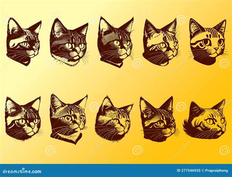 Set Of Cats Hand Drawn Vector Illustration Stock Vector Illustration