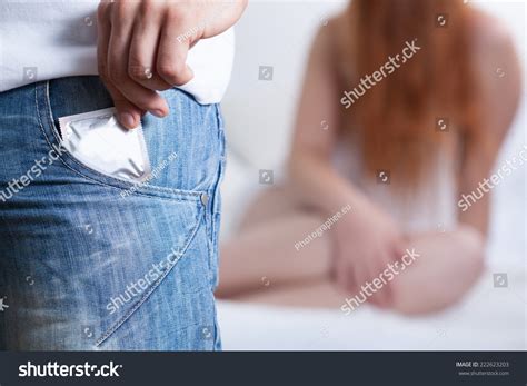 Man Condom Hand Before Sex Stock Photo Shutterstock