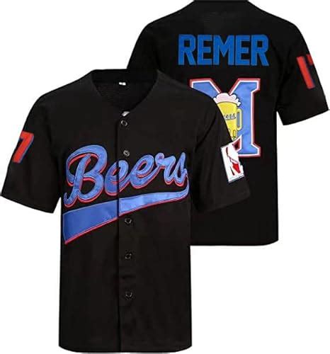 Mens 17 Doug Remer Beers Baseball Jersey 44 Joe Cooper Movie Softball