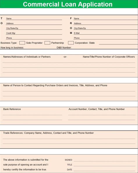 Business Loan Application Form Templates Free Report Templates