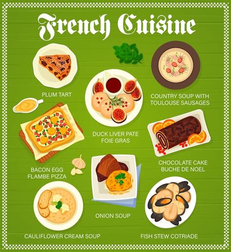 Premium Vector | French cuisine menu food of france for restaurant