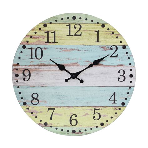 Stonebriar 14 Light Blue Analog Round Farmhouse Battery Operated Wall Clock