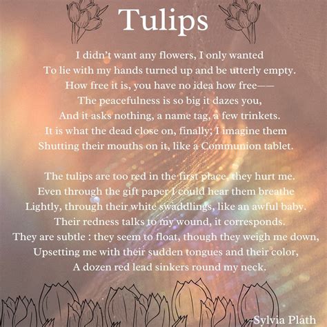 Tulips by Sylvia Plath in 2024 | Poem a day, Poems, Famous poems