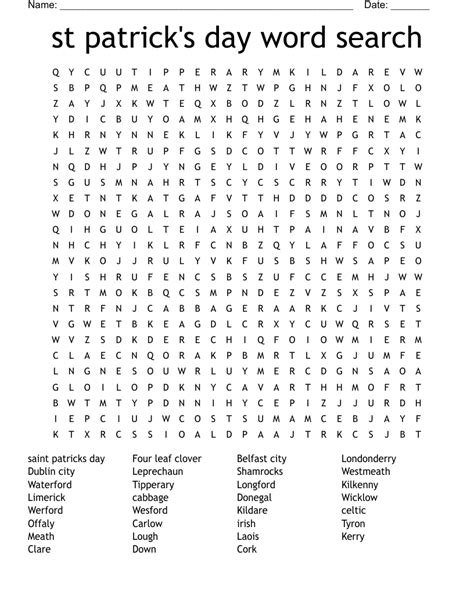 St Patricks Day Word Search Wordmint