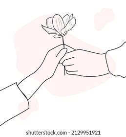 Hand Giving A Flower Isolated Stock Vectors Images Vector Art