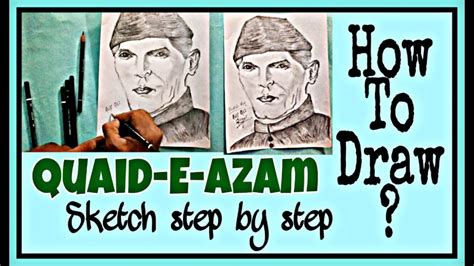 How To Draw Quaid E Azam Sketch Step By Step Rizviartandcraft Youtube