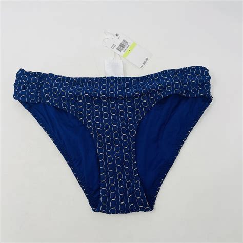 Trina Turk Womens Size 4 Adeline Tab Hipster Bikini Bottom In Blue Gold