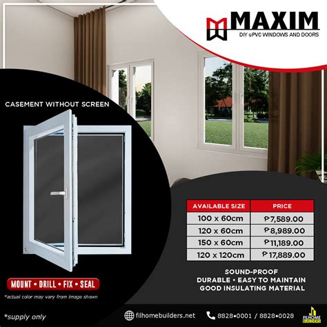 Maxim DIY UPVC Windows Casement Window Filhome Builders Center Inc