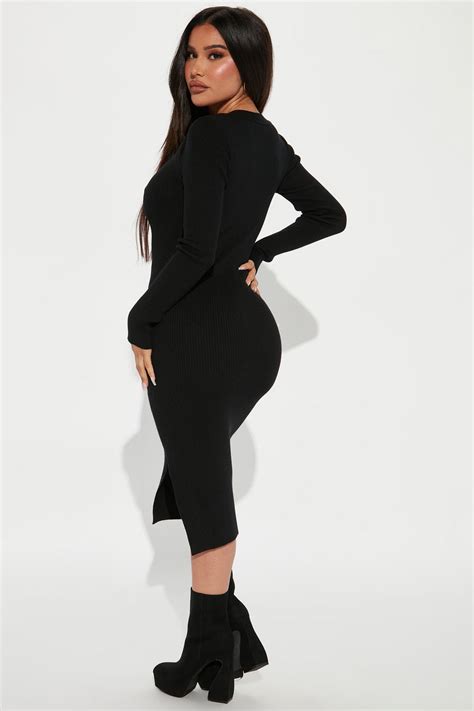 In The Name Of Love Sweater Midi Dress Black Fashion Nova Dresses