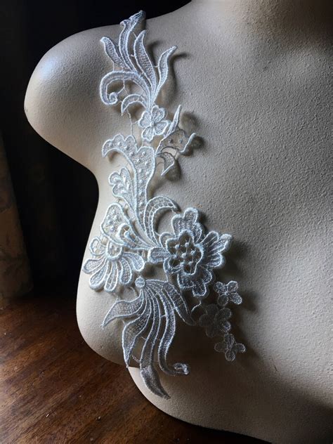 Ivory Lace Applique Pair Rayon Venice Lace For Bridal Straps Etsy