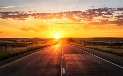 Wallpaper Sunlight Sunset Sky Field Road Sunrise Evening