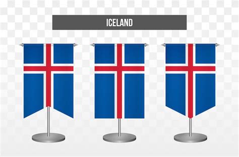 Premium Vector Realistic Vertical 3d Vector Illustration Desk Flags Of Iceland Isolated