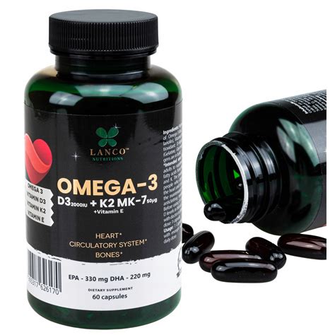 DHA Premium OMEGA 3 DHA EPA 1000mg Witamina D3 K2 Mk7 60 kapsułek