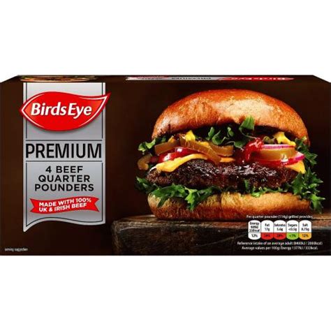 Birds Eye 4 Premium Beef Quarter Pounder Burgers 454g Compare