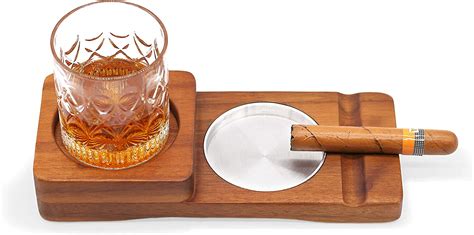 Wooden Cigar Ashtray Wood Solid Cigar Ashtray Whiskey Glass Tray And Cigar Holder