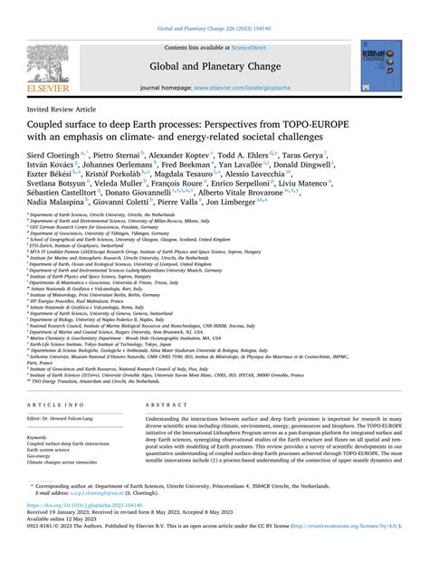 Pdf Coupled Surface To Deep Earth Processes Perspectives From Topo