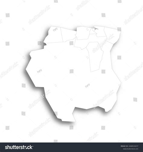 Suriname Political Map Administrative Divisions Districts Stock Vector