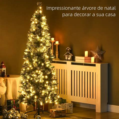 HOMCOM Árvore de Natal Artificial 180 cm 240 Luzes LED Árvore de