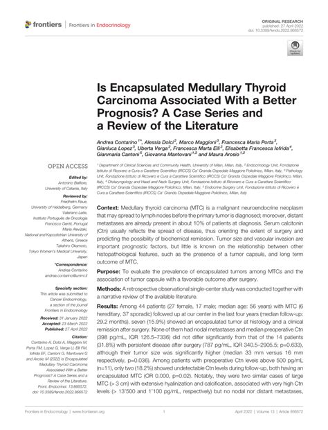 (PDF) Is Encapsulated Medullary Thyroid Carcinoma Associated With a ...