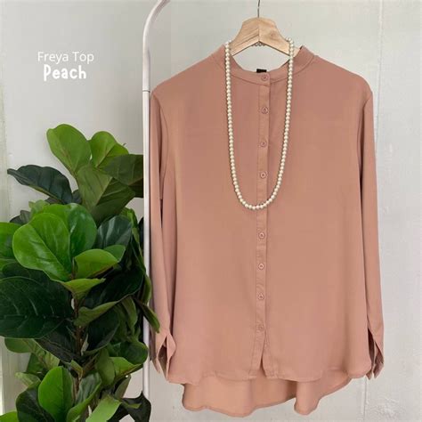 Freeya Top Baju Kemeja Wanita Lengan Panjang Muslimah Baju Long Sleeve