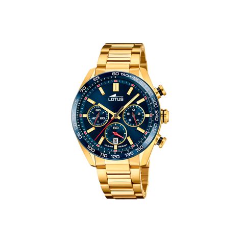 Reloj Lotus Hombre Minimalist Esfera Azul Acero Dorado Ip