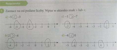 Zaznacz Na Osi Podane Liczby Wpisz W Okienko Znak Wi Kszo Ci Lub