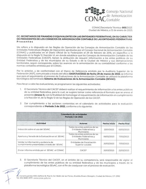 Oficio CONAC Periodo 3 Cuarto Trimestre De 2022 SEvAC Pdf