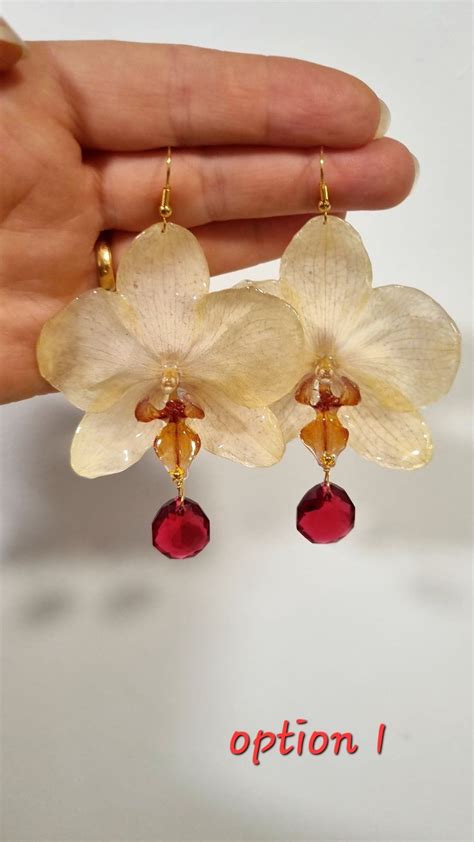 Real Orchid Earrings Natural Orchid Flowers Earrings Resin Flowers