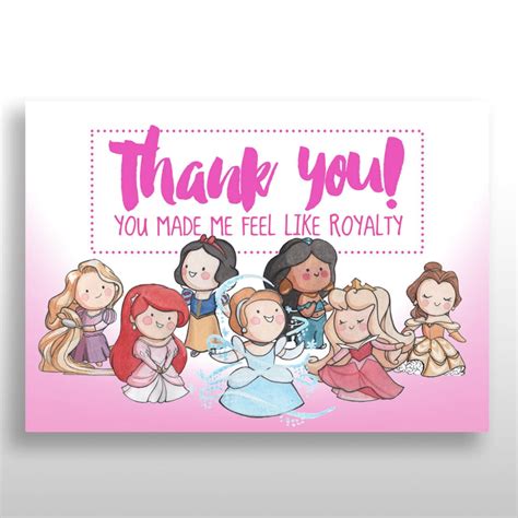 Printable Disney Princess Birthday Thank You Cards Princess Party