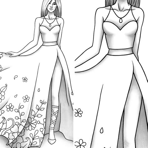 Adult Coloring Page Fashion And Clothes Colouring Sheet Model