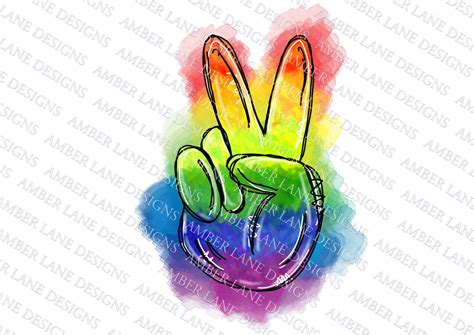 Pride Rainbow Peace Hand Gay Pride Flag Colors Png File Tumbler Wrap Etsy