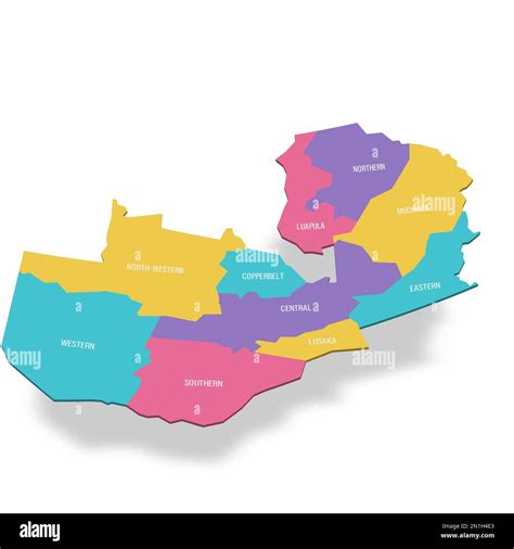 Zambia Political Map Of Administrative Divisions Provinces 3d