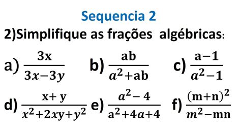 Simplifica O De Fra Es Alg Bricas Exerc Cios Revoeduca