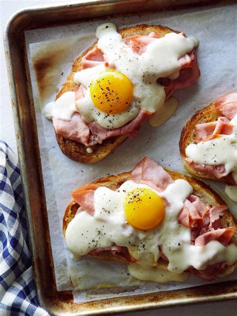 Croque Madame Recipe Breakfast Sandwich Spoon Fork Bacon