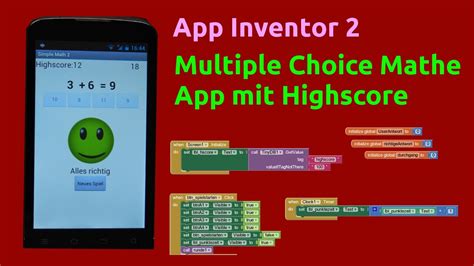 Android Multiple Choice Mathe App Mit Highscore App Inventor Youtube