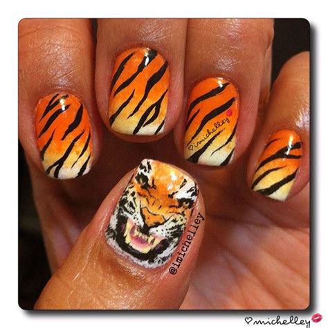 Perfect Tiger Nails Tiger Nails Tiger Nail Art Nails