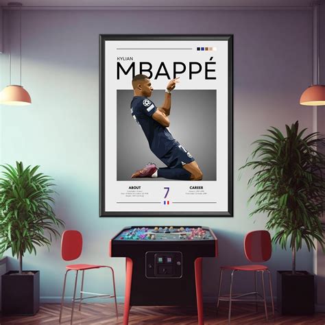 Kylian Mbappe Print Kylian Mbappe Poster PSG Print Football Gift