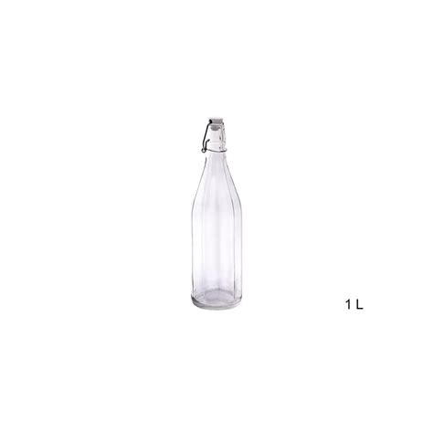 Bouteille 1l Verre Transparent Polygone Bouteille Verre 1l