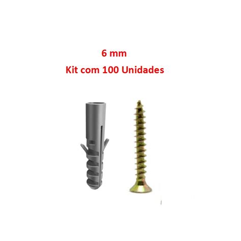 Parafusos e Buchas 6mm Kit 100 Peças para Parede Fixação Shopee Brasil