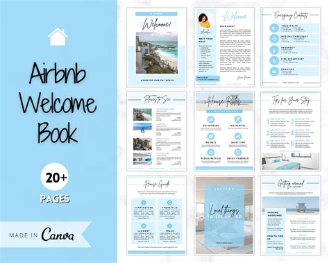 Stationery Template Peach Airbnb Host Bundle Canva Sign Host Guest Book