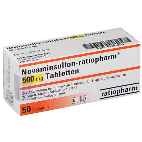 Novaminsulfon Ratiopharm Tabletten 50 St Shop Apotheke