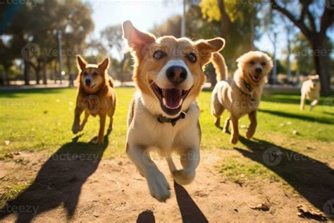 A group of dogs playing and running together in the park. 26805436 Stock Photo at Vecteezy