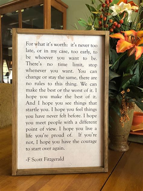 For What It S Worth F Scott Fitzgerald Quote F Scott Etsy