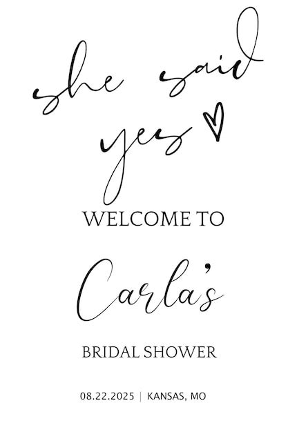 Premium Psd She Said Yes Elegant Bridal Shower Welcome Sign