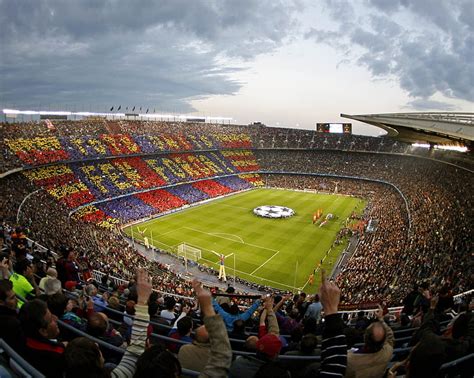 Hd Wallpaper Fc Barcelona Soccer Field Soccer Clubs Stadium Camp